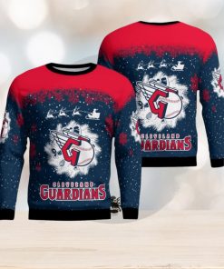 Cleveland Guardians Santa sleigh driving reindeer Pattern Ugly Christmas Sweater