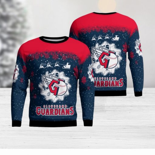 Cleveland Guardians Santa sleigh driving reindeer Pattern Ugly Christmas Sweater