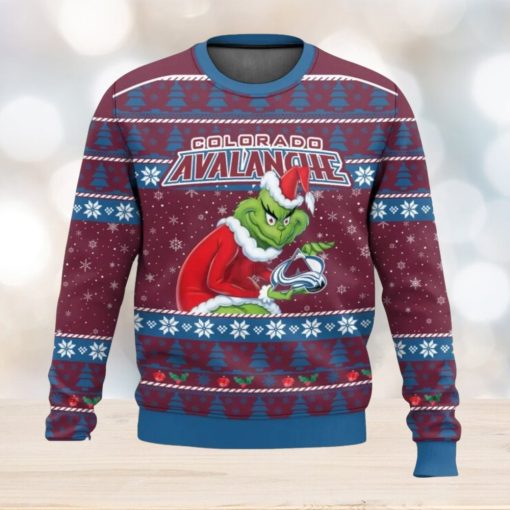 Colorado Avalanche Grinch Ugly Christmas Sweater Trending Sweater For 2023 Christmas Holidays