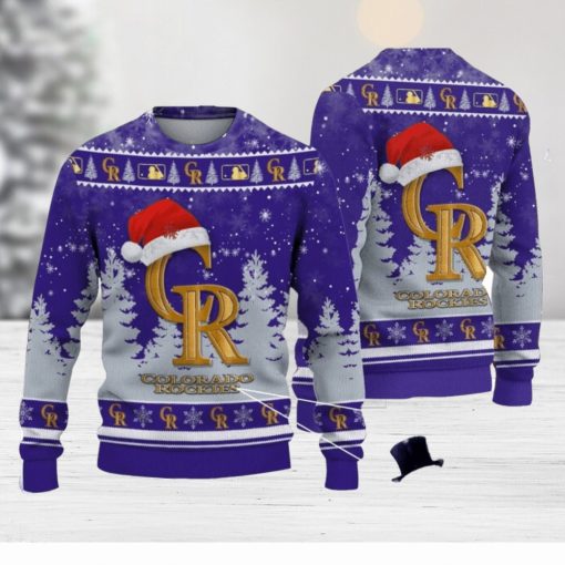 Colorado Rockies Logo Wearing Santa Hat Christmas Gift Ugly Christmas Sweater Christmas Gift Ideas