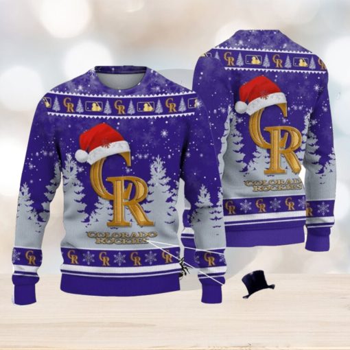 Colorado Rockies Logo Wearing Santa Hat Christmas Gift Ugly Christmas Sweater Christmas Gift Ideas