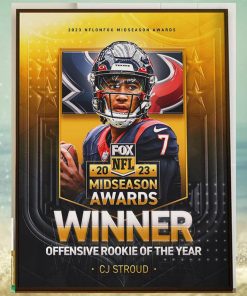 Congrats QB CJ Stroud Is 2023 NFL on FOX Midseason Awards Winner Offensive Rookie Of The Year Home Decor Poster Canvas
