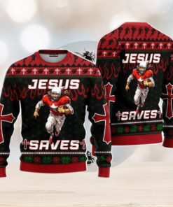 Cool Jesus American Football Team Red Christmas Unisex Ugly Sweater