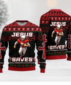 Cool Jesus American Football Team Red Christmas Unisex Ugly Sweater