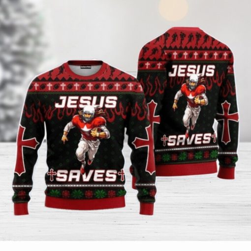 Cool Jesus American Football Team Red Christmas Unisex Ugly Sweater