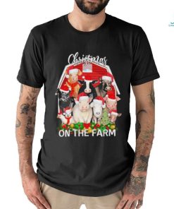 Cow, pig, chicken,… hat santa christmas on the farm christmas shirt