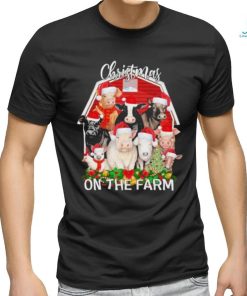 Cow, pig, chicken,… hat santa christmas on the farm christmas shirt