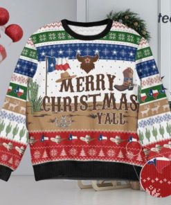 Cowboy Merry Christmas Y’All Texas Nation Christmas Ugly Sweater