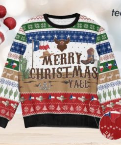 Cowboy Merry Christmas Y’All Texas Nation Christmas Ugly Sweater