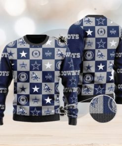 Cowboys Logo Checkered Flannel Design Knitted Ugly Christmas Sweater