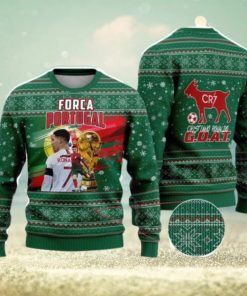 Cristiano Ronaldo Portugal G.O.A.T Soccer Christmas Ugly Sweater