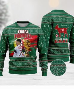 Cristiano Ronaldo Portugal G.O.A.T Soccer Christmas Ugly Sweater