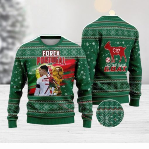 Cristiano Ronaldo Portugal G.O.A.T Soccer Christmas Ugly Sweater