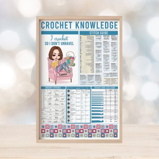 Crochet Knowledge I Crochet So I Don’t Unravel, Personalized Canvas Print, Gift For Crochet Lovers