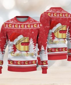 Cummins Logo Wearing Santa Hat Christmas Gift Ugly Christmas Sweater For Car Lover 3D Sweater