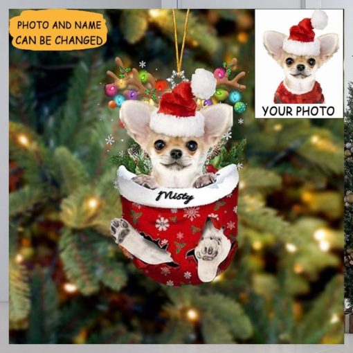 Custom Dog Photo Chihuahua Christmas Ornament Xmas Tree Decorating Dog Owner Gifts