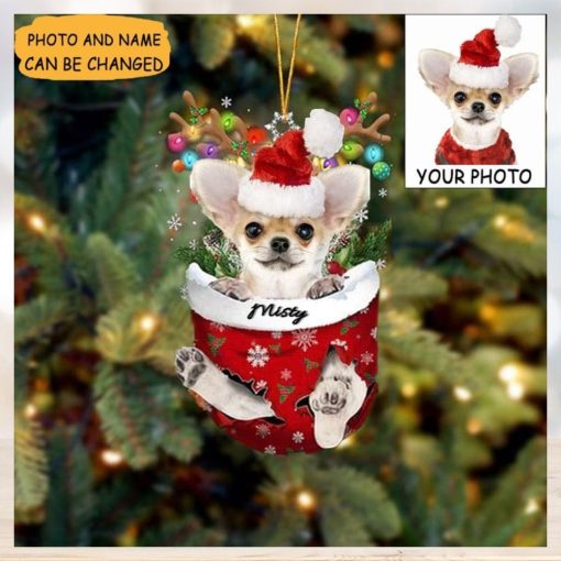 Custom Dog Photo Chihuahua Christmas Ornament Xmas Tree Decorating Dog Owner Gifts