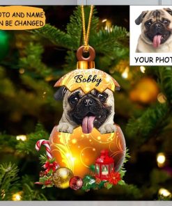 Custom Dog Photo Pug Christmas Ornament Cute Christmas Tree Ornament Decorations Gifts