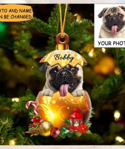 Custom Dog Photo Pug Christmas Ornament Cute Christmas Tree Ornament Decorations Gifts