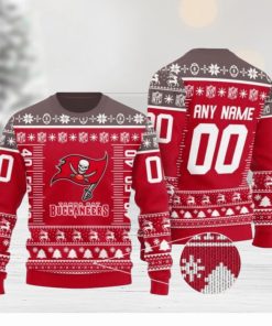 Custom Name Number Nfl Logo Tampa Bay Buccaneers Ugly Christmas Sweaters