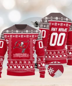 Custom Name Number Nfl Logo Tampa Bay Buccaneers Ugly Christmas Sweaters