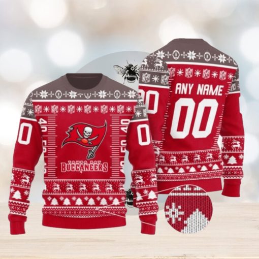 Custom Name Number Nfl Logo Tampa Bay Buccaneers Ugly Christmas Sweaters