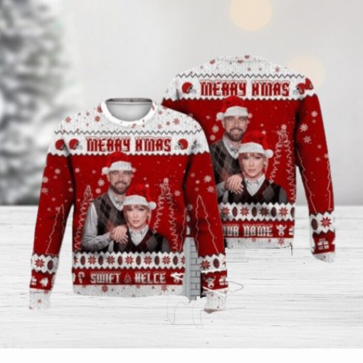 Custom Name Taylor Swift Travis Kelce Kansas Football Ugly Christmas Sweater