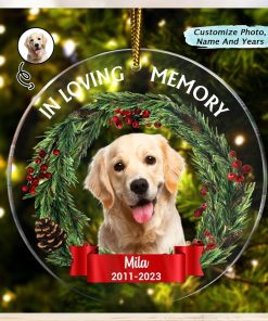 Custom Photo In Loving Memory Dog Cat Ornament