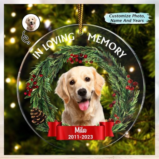 Custom Photo In Loving Memory Dog Cat Ornament