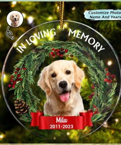 Custom Photo In Loving Memory Dog Cat Ornament