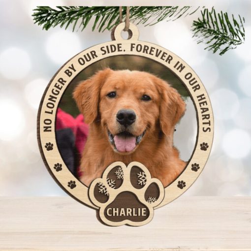 Custom Photo No Longer By Our Side, Forever In Our Hearts   Memorial Personalized Custom Ornament