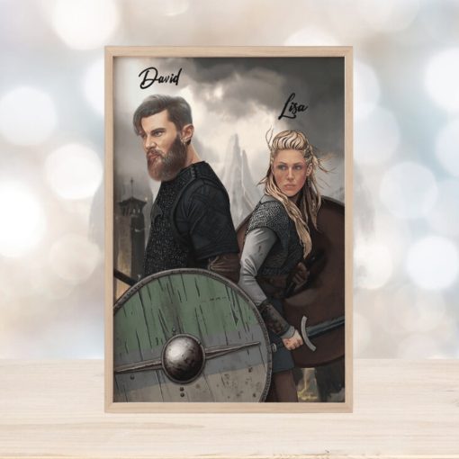 Custom Viking Show Canvas Poster Fighting Couple