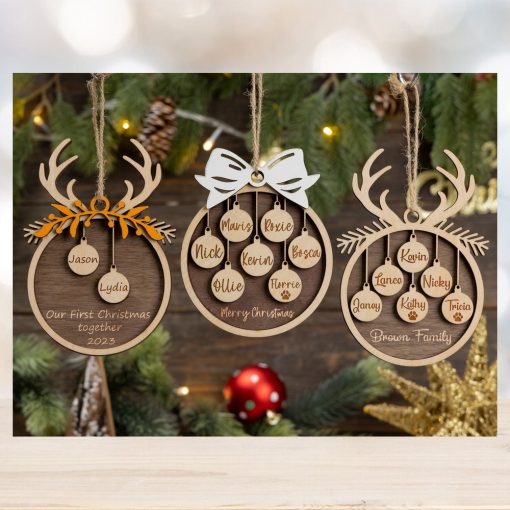 Custom Wooden Family Christmas Ornament Personalized Christmas Ornament Family Name 1 10 Lase Engraved Christmas Ornament Christmas Decor