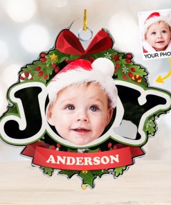 Custom photo peace love and a bundle of joy family personalized custom Ornament