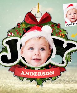 Custom photo peace love and a bundle of joy family personalized custom Ornament