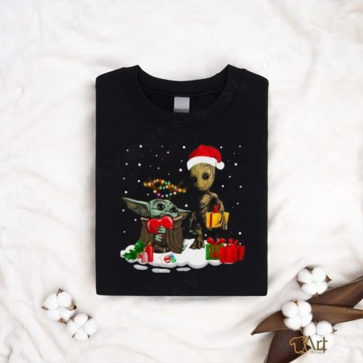 Cute Baby Yoda And Baby Groot Christmas Shirt