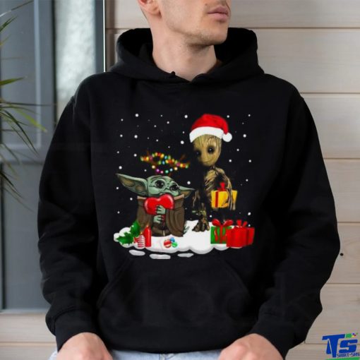 Cute Baby Yoda And Baby Groot Christmas Shirt