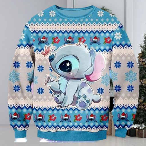 Cute Blue Alien Ugly Christmas Shirt, Ohana Alien Sweater, Ugly Christmas Sweater