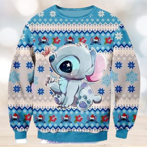 Cute Blue Alien Ugly Christmas Shirt, Ohana Alien Sweater, Ugly Christmas Sweater