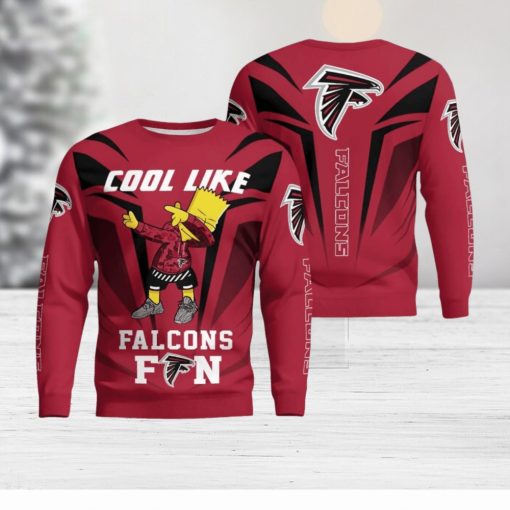 Cute Cool Like Atlanta Falcons Fan Bart Simpson Dab Ugly Christmas Sweater