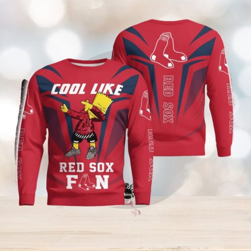 Cute Cool Like Boston Red Sox Fan Bart Simpson Dab Ugly Christmas Sweater