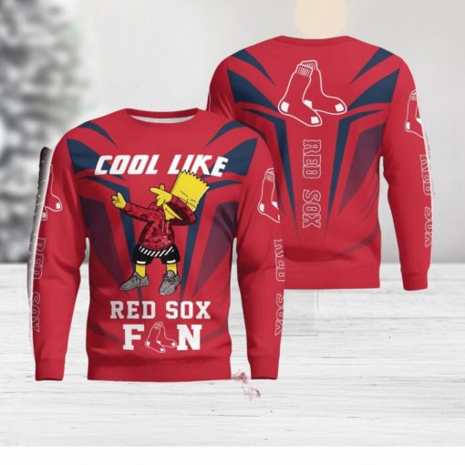 Cute Cool Like Boston Red Sox Fan Bart Simpson Dab Ugly Christmas Sweater