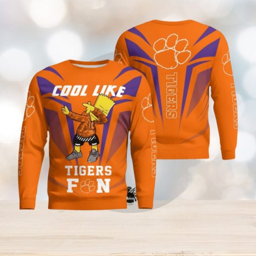 Cute Cool Like Clemson Tigers Fan Bart Simpson Dab Ugly Christmas Sweater