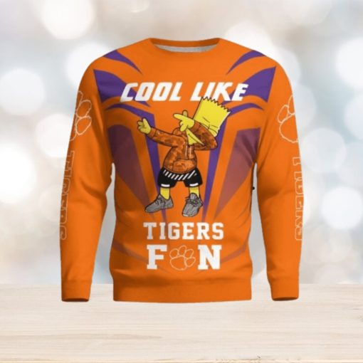 Cute Cool Like Clemson Tigers Fan Bart Simpson Dab Ugly Christmas Sweater