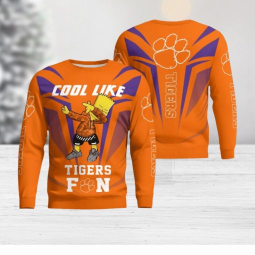 Cute Cool Like Clemson Tigers Fan Bart Simpson Dab Ugly Christmas Sweater