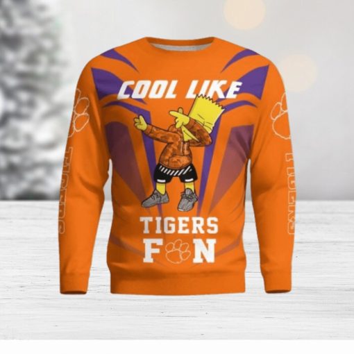 Cute Cool Like Clemson Tigers Fan Bart Simpson Dab Ugly Christmas Sweater