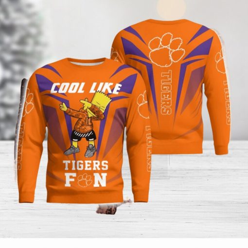 Cute Cool Like Clemson Tigers Fan Bart Simpson Dab Xmas Gift Ugly Christmas Sweater Amazing Gift