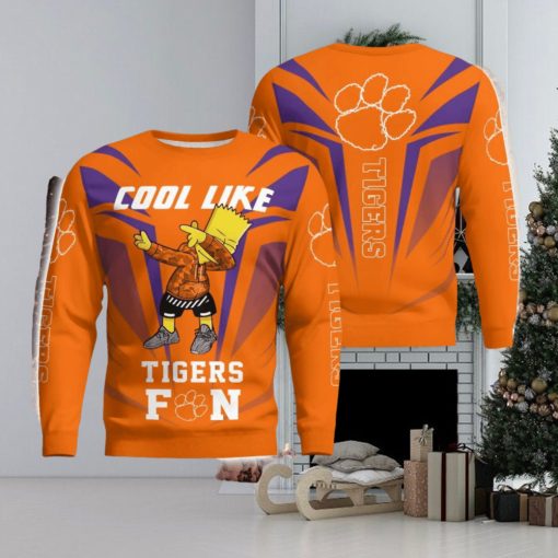 Cute Cool Like Clemson Tigers Fan Bart Simpson Dab Xmas Gift Ugly Christmas Sweater Amazing Gift