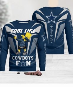 Cute Cool Like Dallas Cowboys Fan Bart Simpson Dab Xmas Gift Ugly Christmas Sweater Amazing Gift