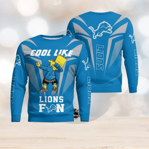 Cute Cool Like Detroit Lions Fan Bart Simpson Dab Ugly Christmas Sweater